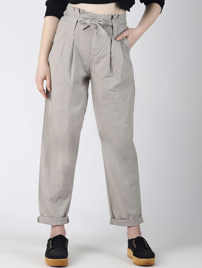 tie up waist pleated trouser