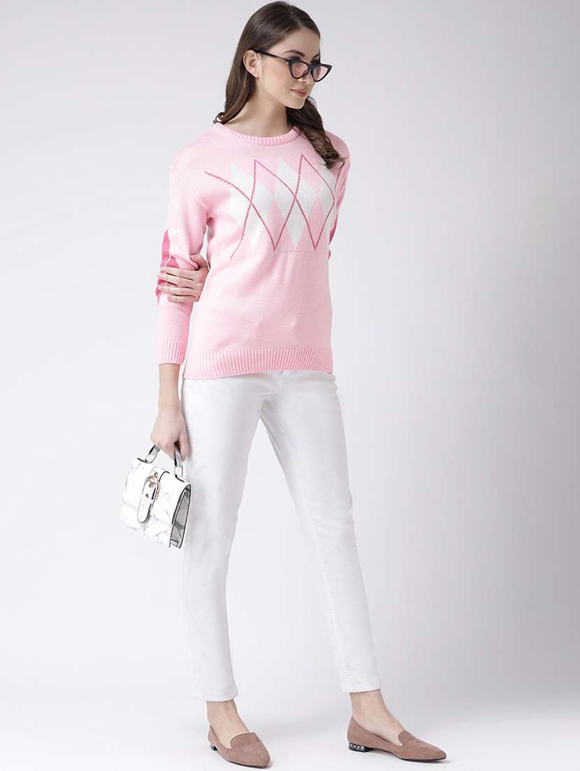 color block crew neck pullover
