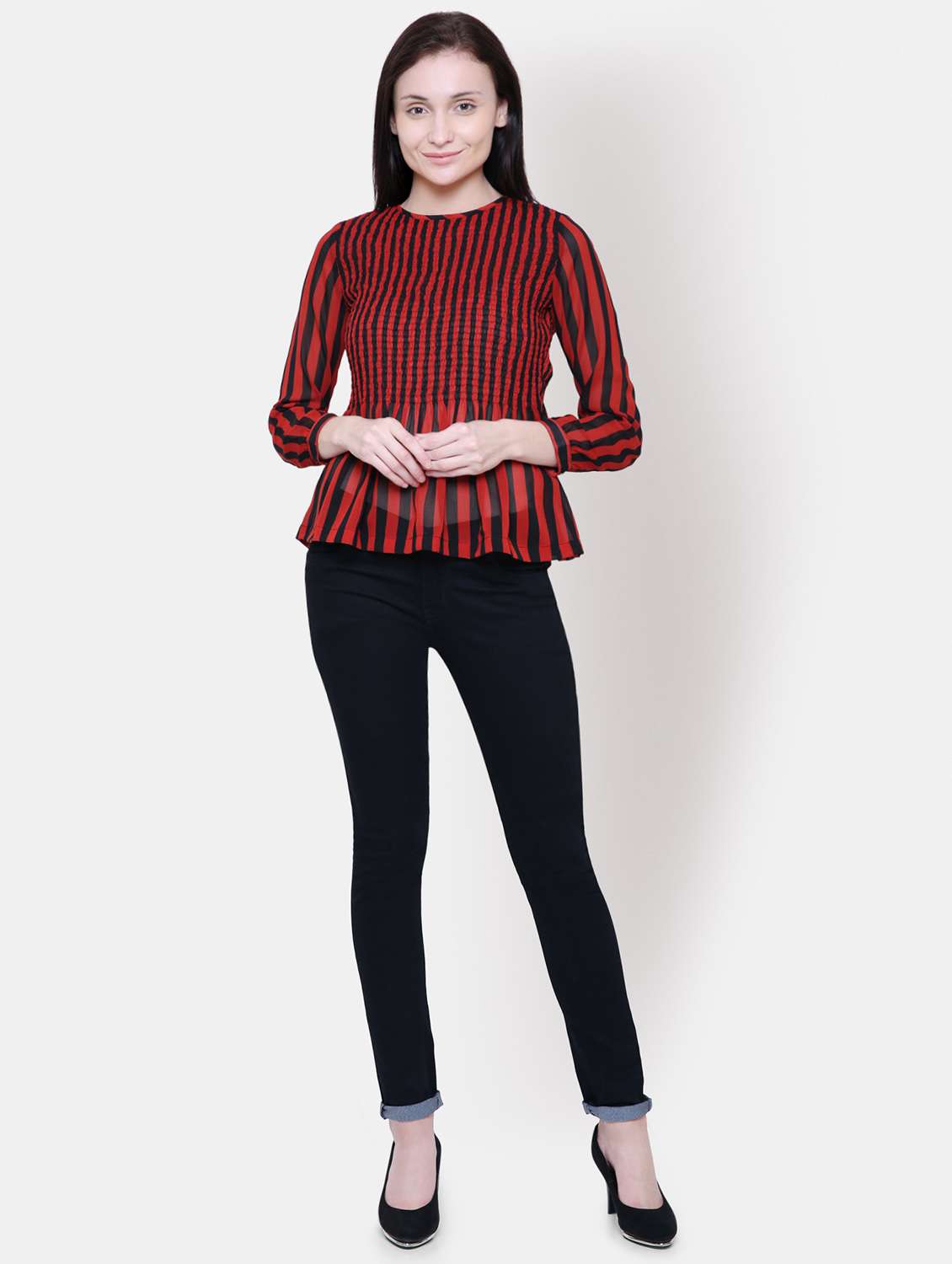 women's peplum round neck top - 16658147 -  Standard Image - 3