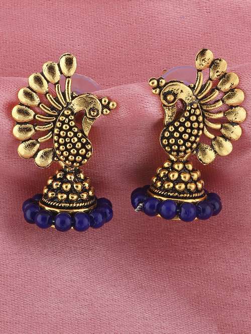 blue metal drop earring - 16658787 - Standard Image - 0