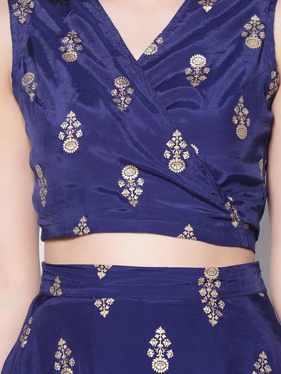printed contrast top with flared skirt - 16658846 - Standard Image - 3