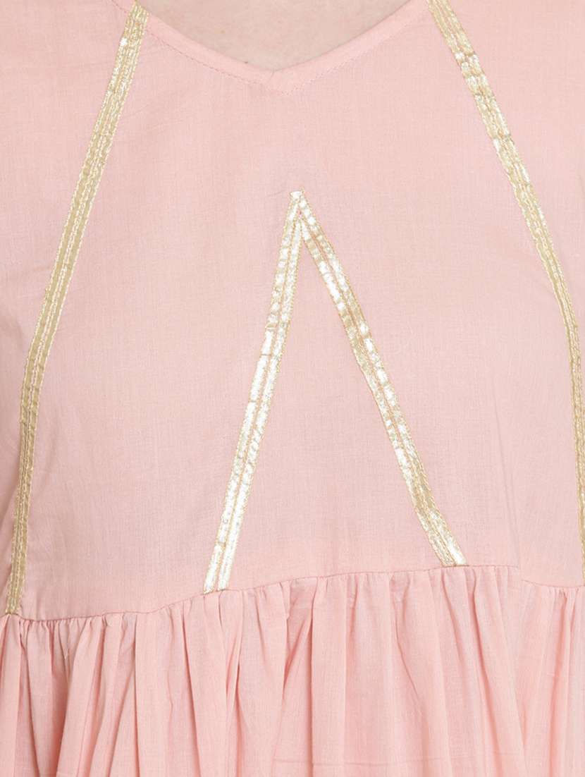 gota patti work tiered kurta pant set - 16659143 -  Standard Image - 3