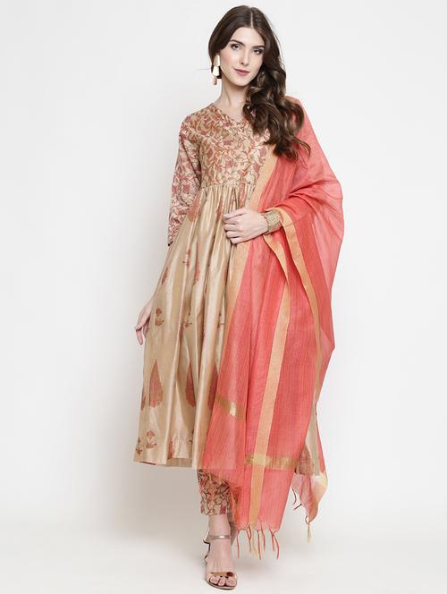 pastel floral flared angrakha kurta  - 16659227 -  Standard Image - 0