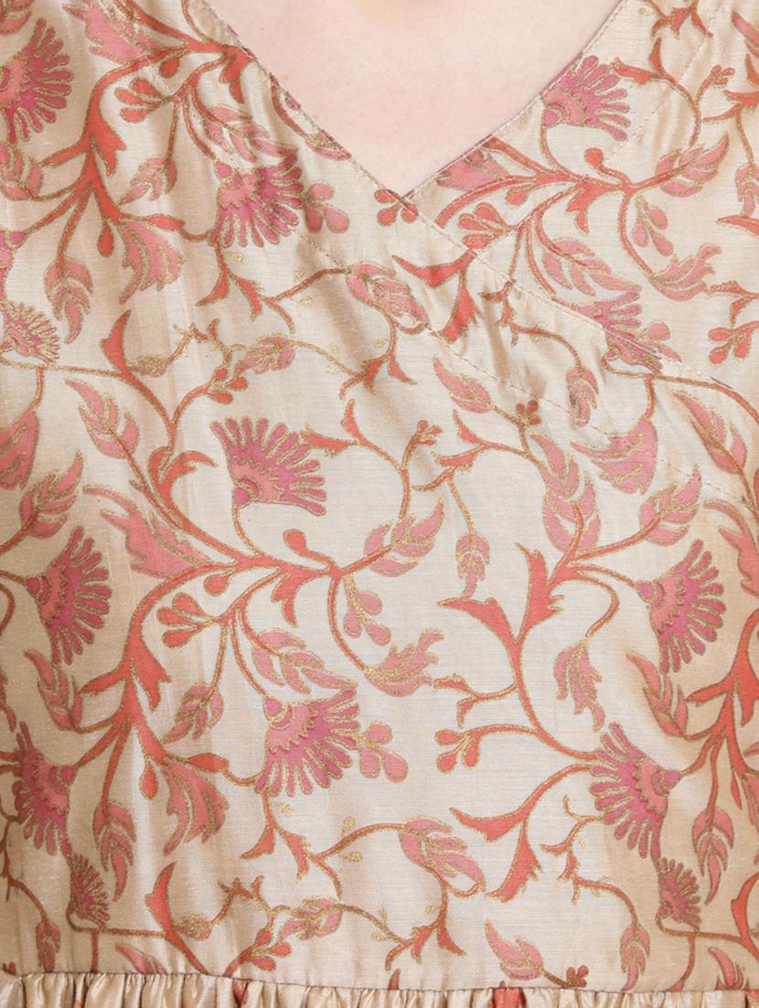 pastel floral flared angrakha kurta - 16659227 - Standard Image - 3