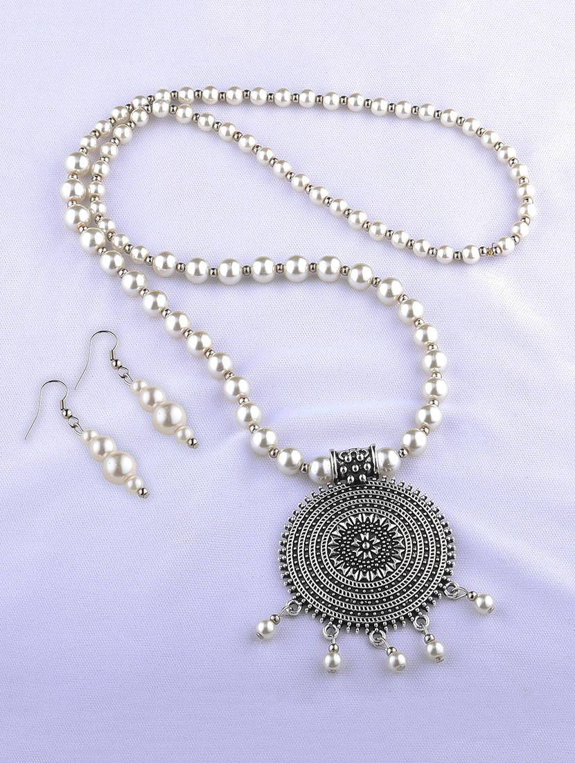 silver plated pearl long pendant - 16659280 -  Zoom Image - 0