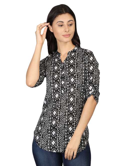 women's straight mandarin neck top - 16659478 -  Standard Image - 0