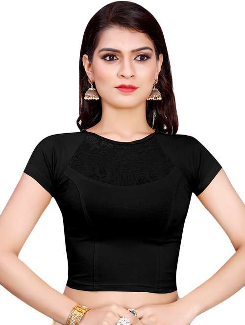 net yoke solid blouse - 16660055 -  Standard Image - 0