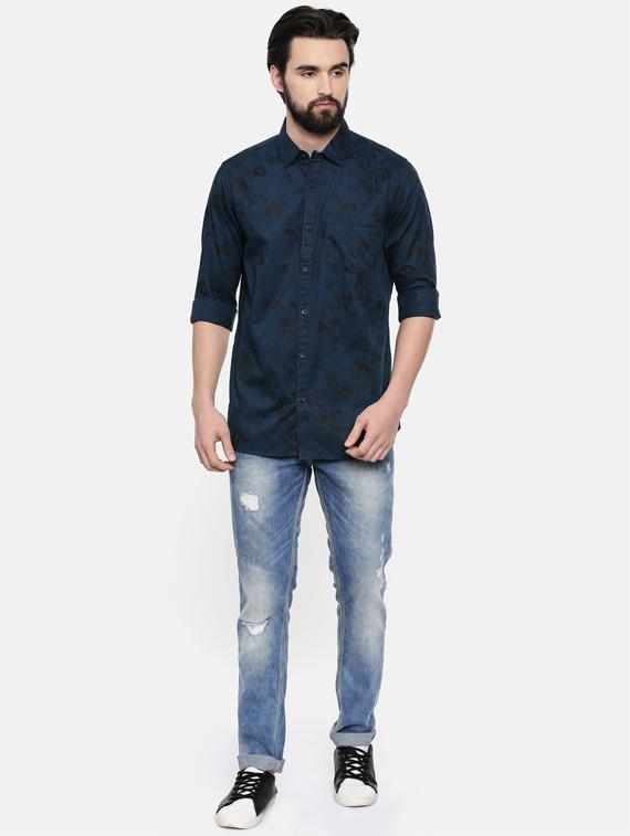 blue printed casual shirt - 16661104 - Standard Image - 3