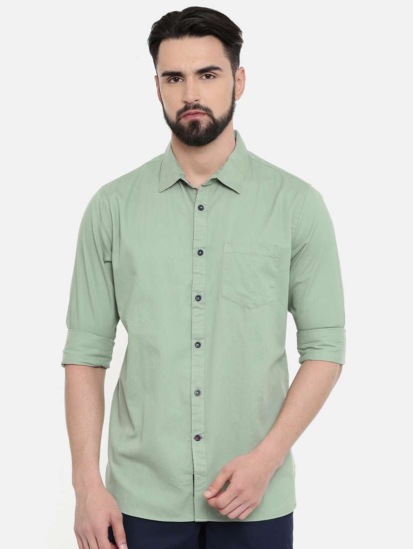 men neo mint solid regular fit long sleeves casual shirt - 16661475 - Zoom Image - 0