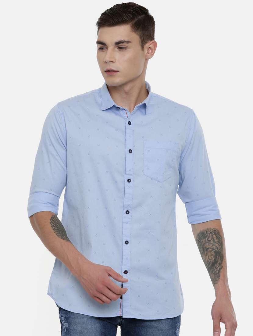 light blue printed casual shirt - 16661482 - Zoom Image - 0