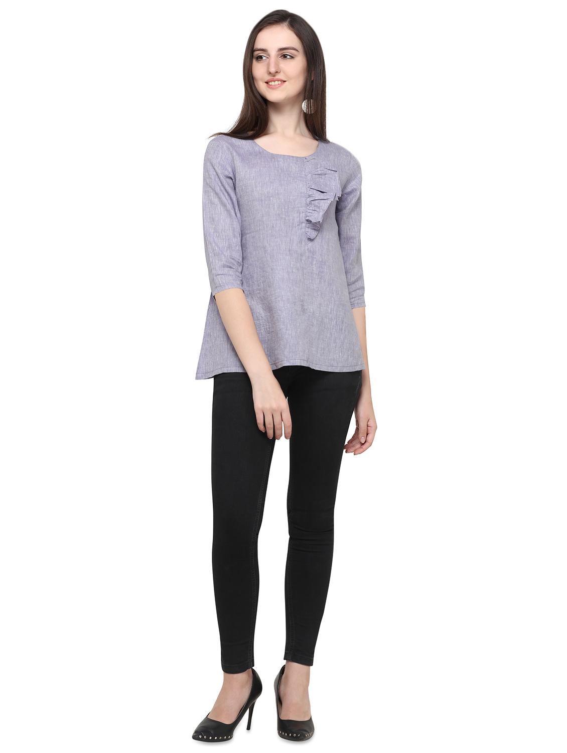 women's a line round neck top - 16663012 - Standard Image - 3