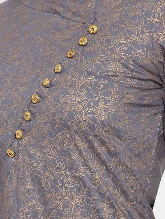 gold floral print straight kurta - 16663020 - Standard Image - 3