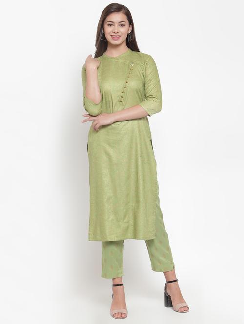 gold floral print straight kurta - 16663021 -  Standard Image - 0