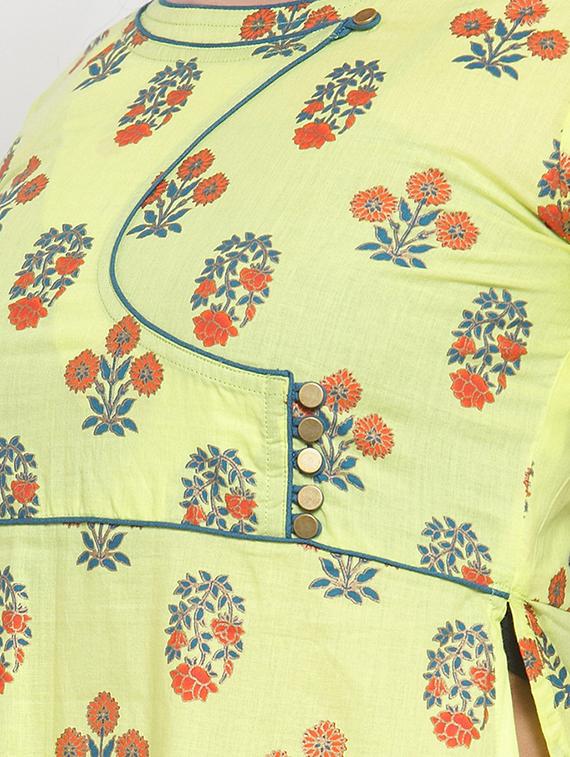 floral print straight kurta - 16663029 - Standard Image - 3