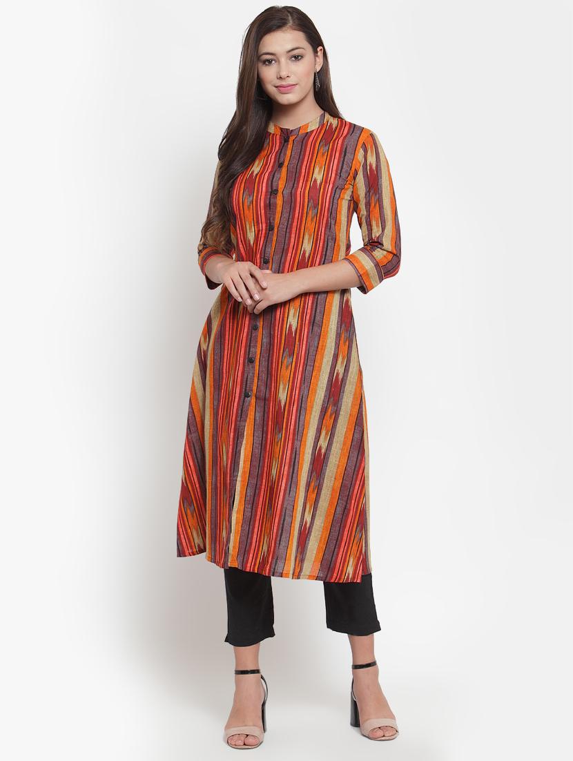 ikat print a-line kurta - 16663032 - Zoom Image - 0