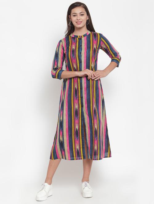 ikat print a-line kurta - 16663033 - Standard Image - 0