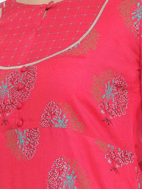 foil print straight kurta - 16663039 - Standard Image - 3