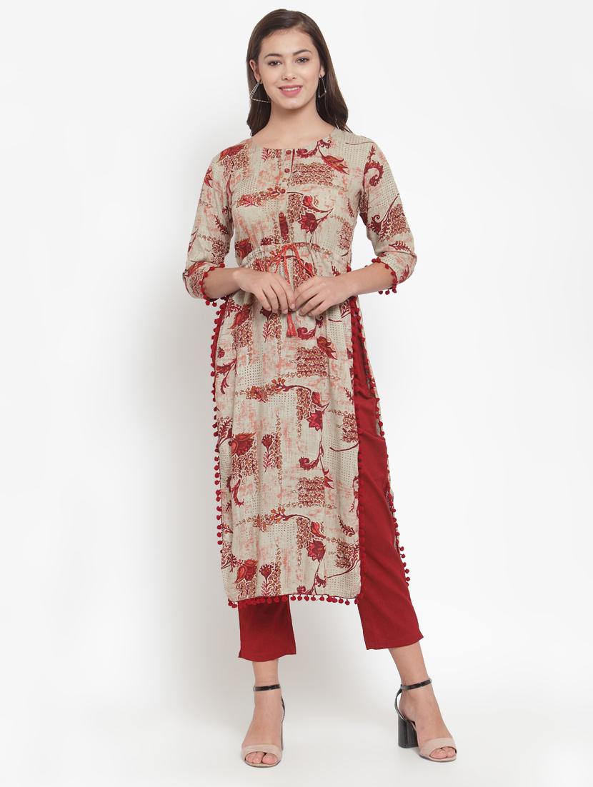 floral print straight kurta - 16663046 - Zoom Image - 0