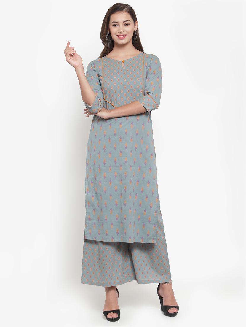 ikat print straight kurta - 16663048 - Zoom Image - 0