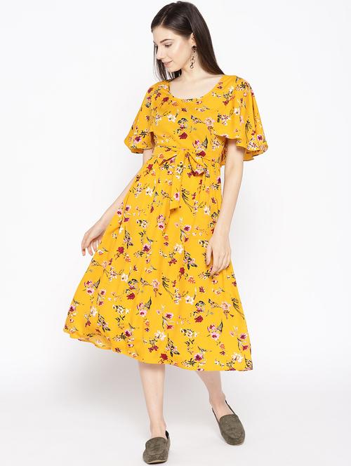tie front floral fit & flare dress - 16663629 -  Standard Image - 0