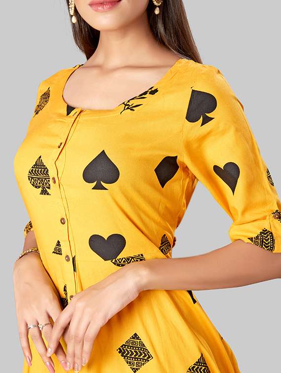 conversational print a-line kurta - 16666015 - Standard Image - 3