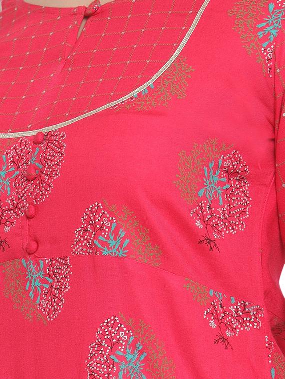 foil print straight kurta palazzo set - 16666423 - Standard Image - 3