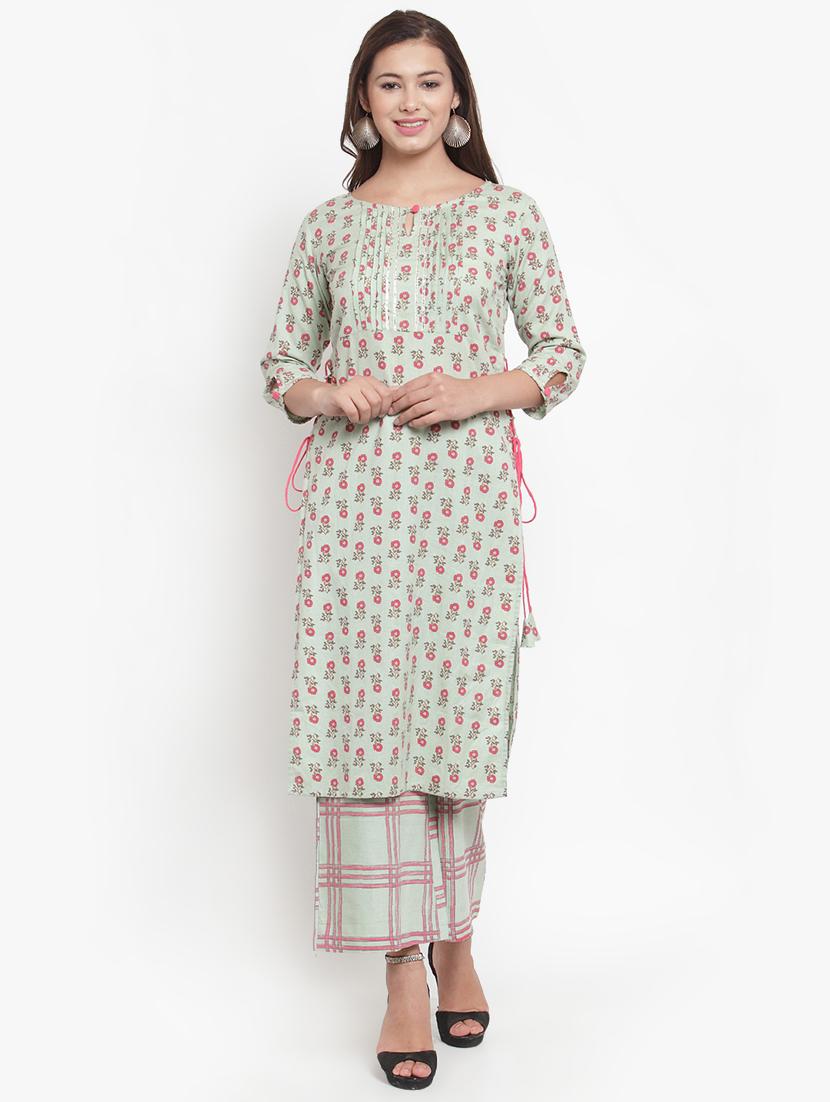 floral print straight kurta palazzo set - 16666424 - Zoom Image - 0