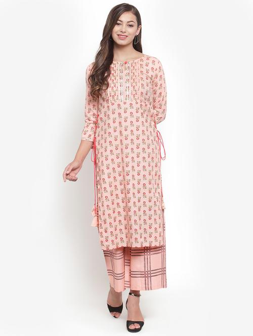 floral print straight kurta palazzo set - 16666425 -  Standard Image - 0