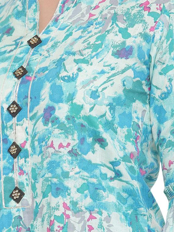 abstract print straight kurta dupatta set - 16666428 - Standard Image - 3