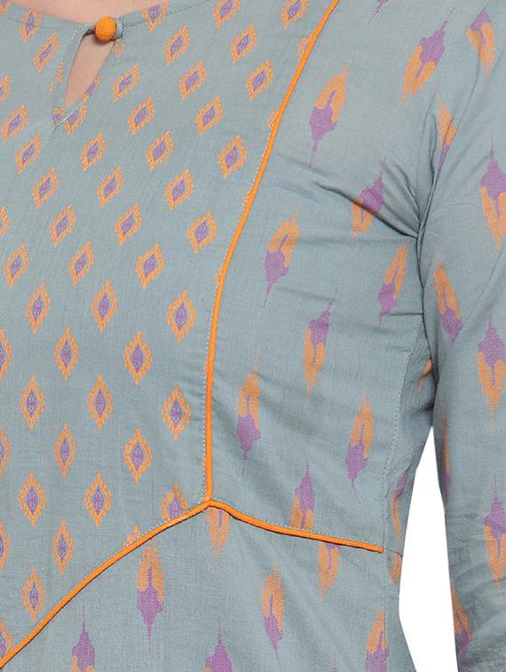 ikat print straight kurta palazzo set - 16666438 - Standard Image - 3