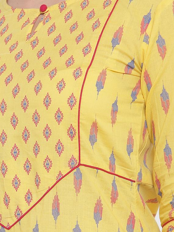ikat print straight kurta palazzo set - 16666439 - Standard Image - 3