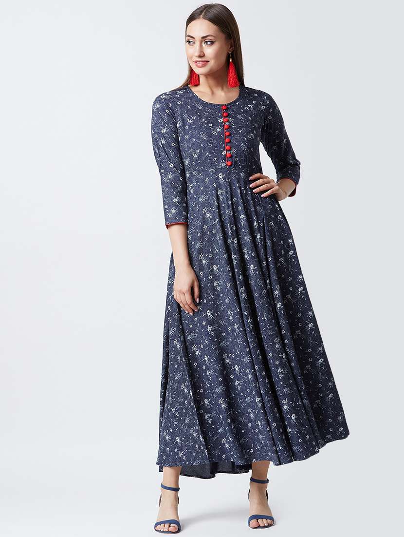 abstract printed flared kurta