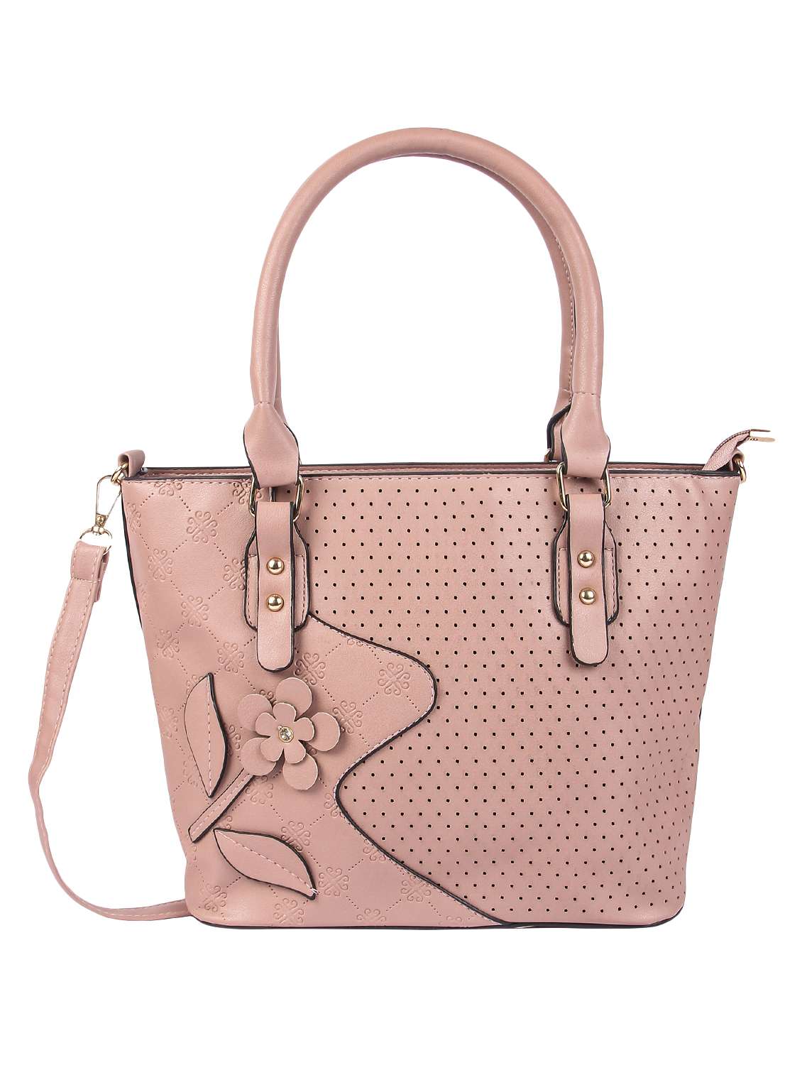 pink leatherette (pu) regular handbag
