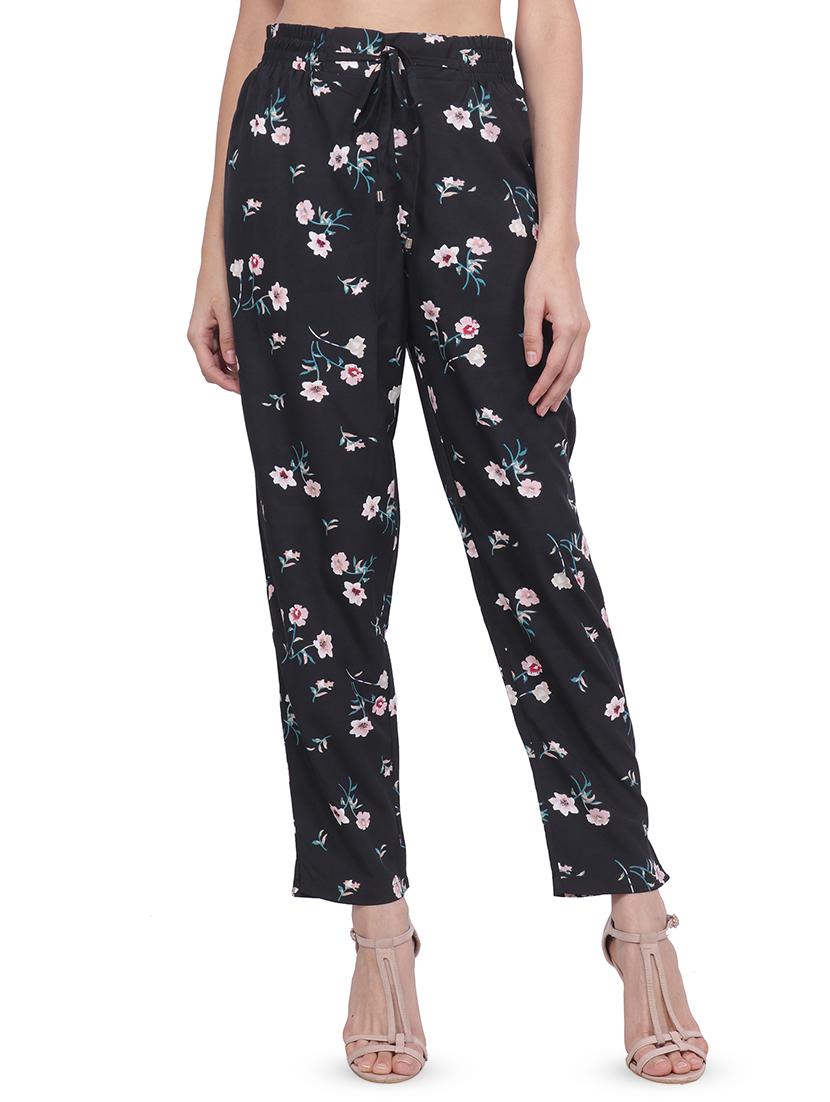 drawstring floral flat front trouser - 16668305 -  Zoom Image - 0