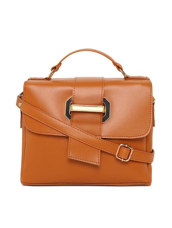 brown solid regular sling bag - 16668468 -  Zoom Image - 0
