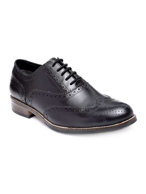 black leatherette lace-up brouges - 16669032 -  Standard Image - 0