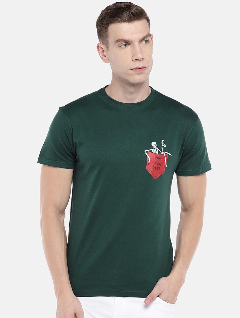 green chest print t-shirt - 16672205 -  Zoom Image - 0