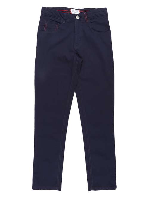 dark blue cotton blend casual trouser - 16672544 - Standard Image - 0