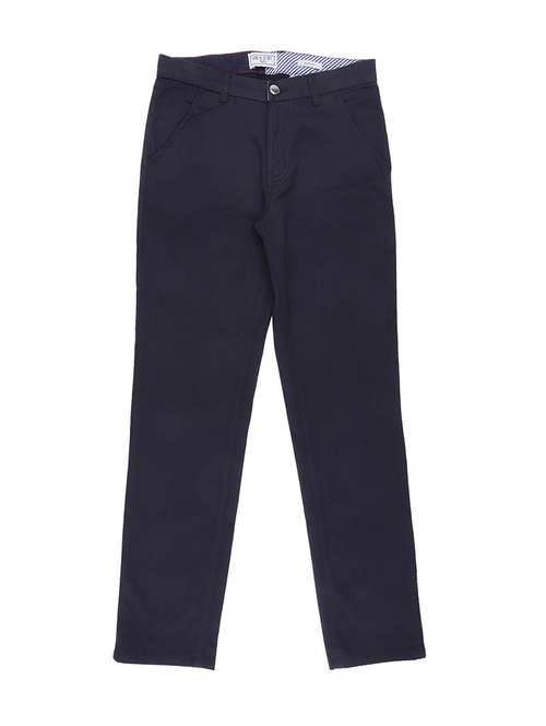 dark blue cotton blend casual trouser - 16672546 -  Standard Image - 0