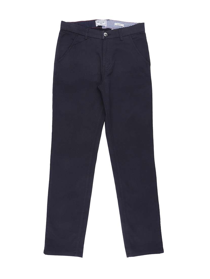 dark blue cotton blend casual trouser - 16672546 -  Zoom Image - 0