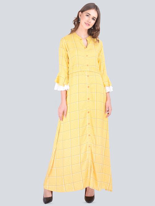 checkered flared ethnic dress - 16677494 -  Standard Image - 0