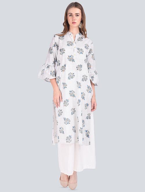 floral straight bell sleeves kurta - 16677537 -  Standard Image - 0
