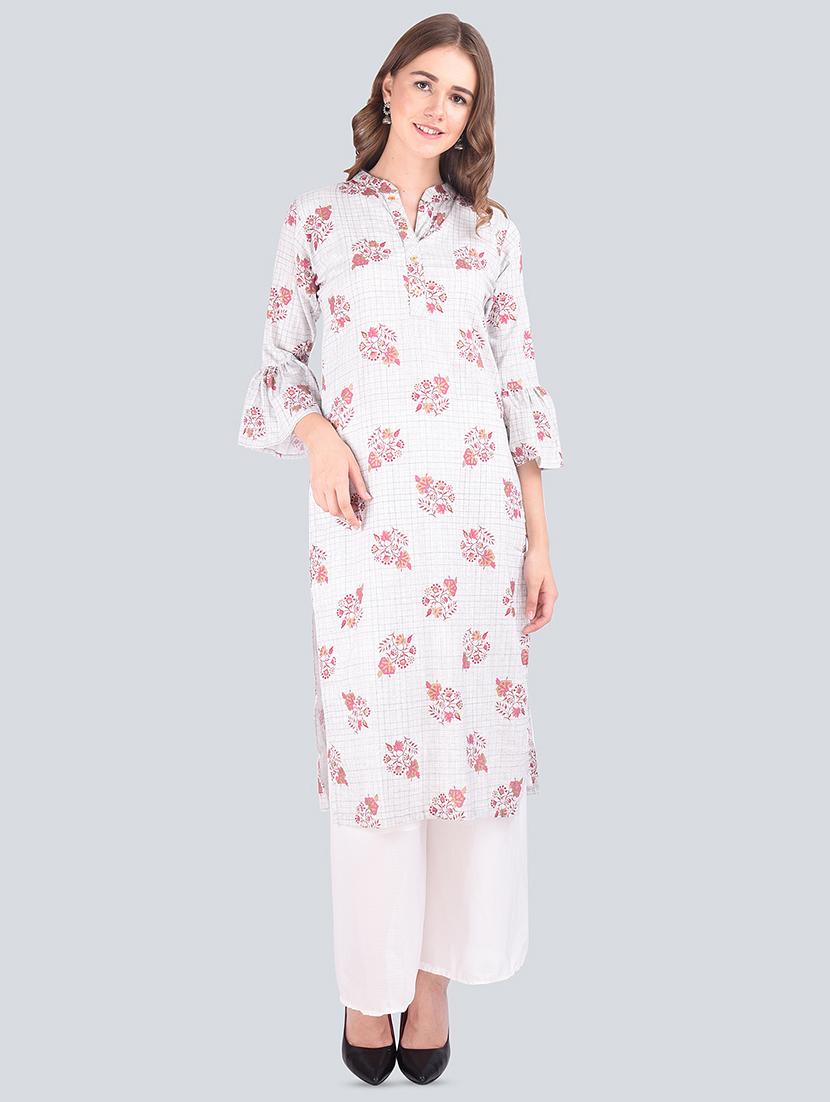 floral straight bell sleeves kurta - 16677538 -  Zoom Image - 0
