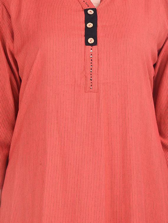 solid straight ethnic dress - 16677539 - Standard Image - 3