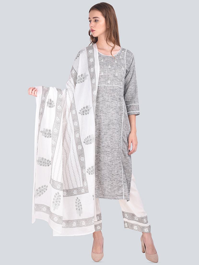 embroidered kurta palazzo suit set - 16677543 -  Zoom Image - 0