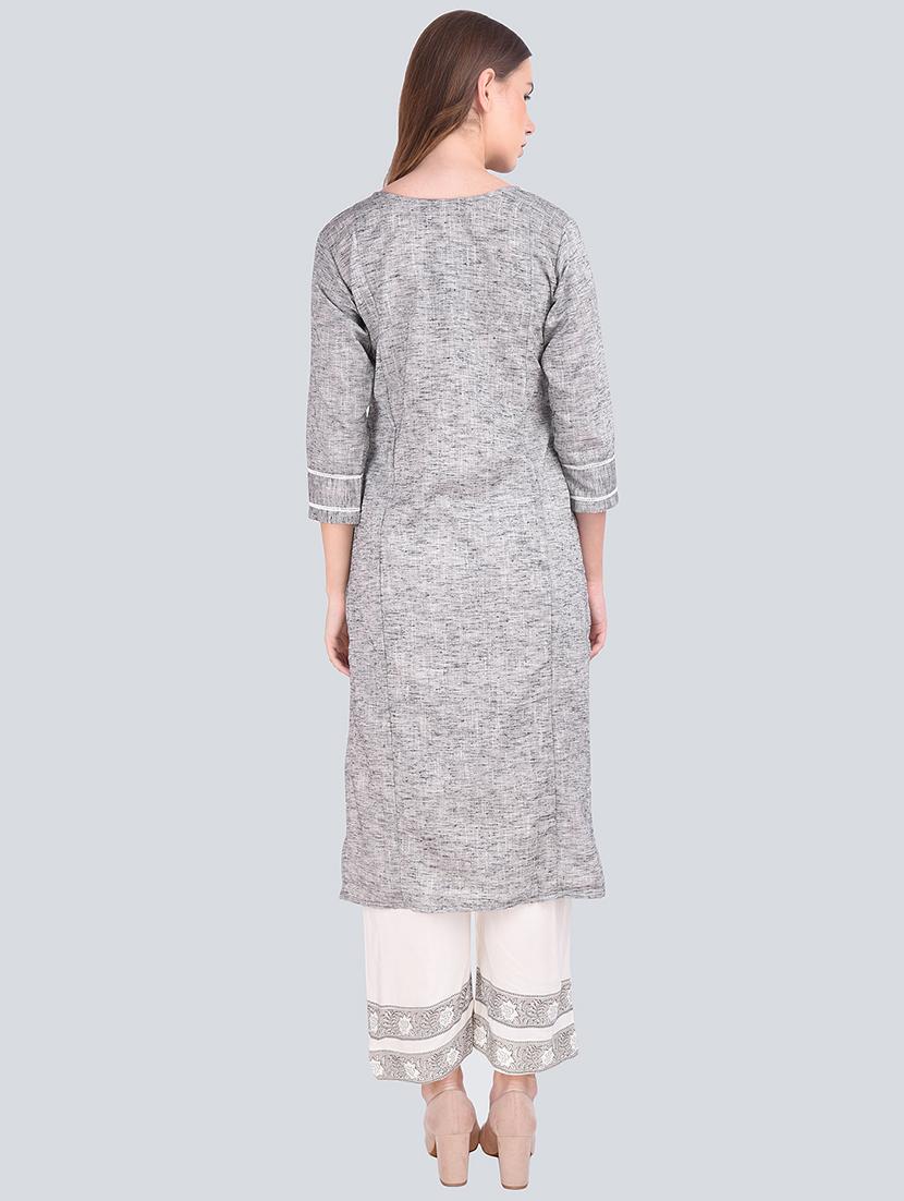 embroidered kurta palazzo suit set - 16677543 - Standard Image - 3