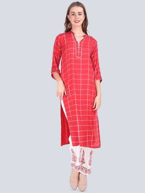 checkered kurta palazzo set - 16677546 -  Standard Image - 0