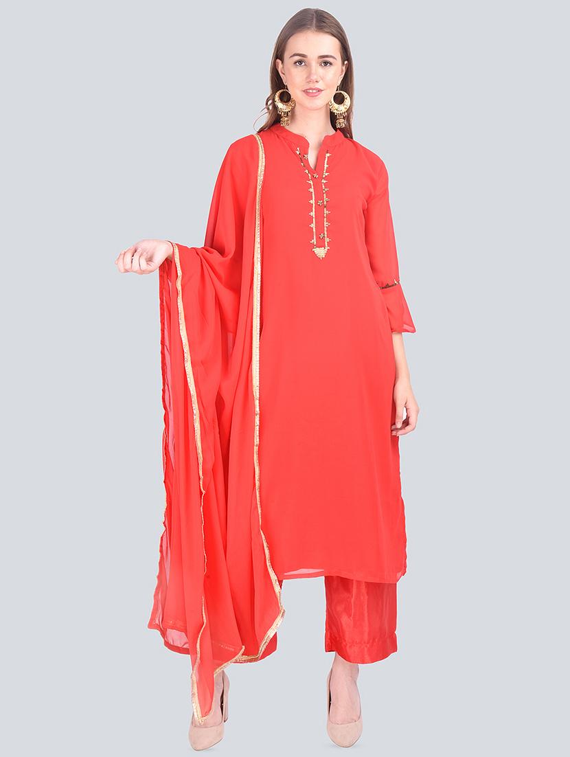 solid kurta palazzo suit set - 16677571 -  Zoom Image - 0