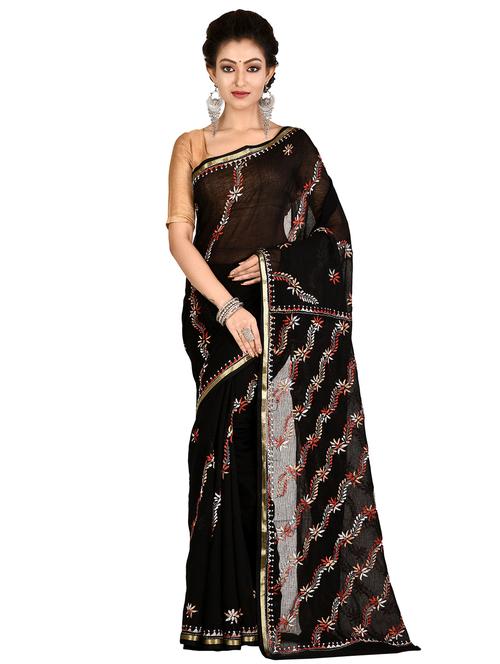 floral embroidered saree  with blouse - 16678299 -  Standard Image - 0