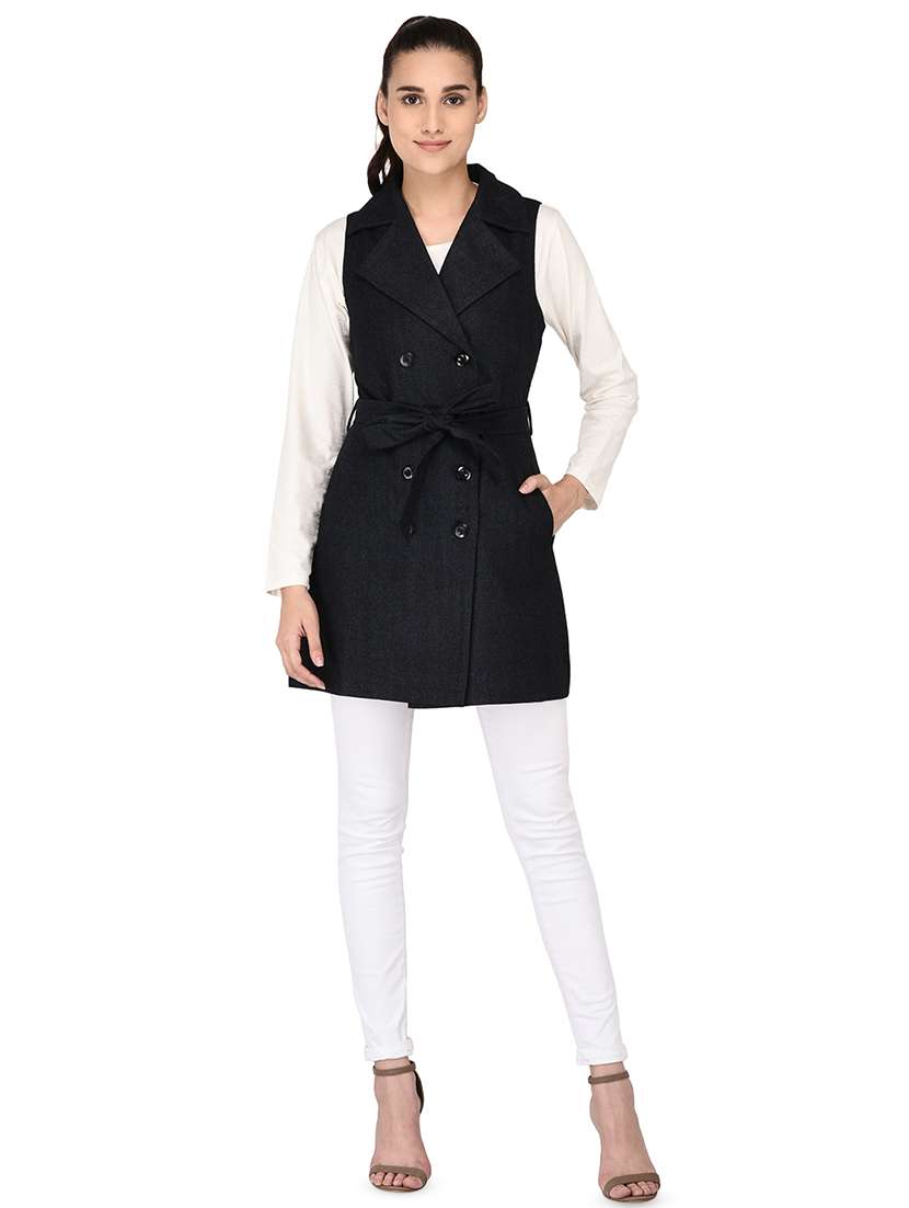 lapel neck wool trench/overcoat coat - 16679830 - Standard Image - 3